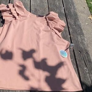MILK & HONEY WOMEN'S BLOUSE PINK RUFFLE SLEEVE  SIZE 2XL